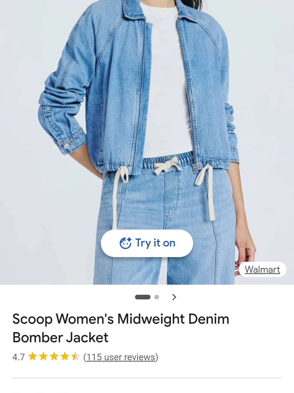 Scoop NYC Light Blue Denim Bomber Jacket - Picture 2 of 6